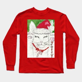 Happy cat  Jolly Christmas  art Long Sleeve T-Shirt